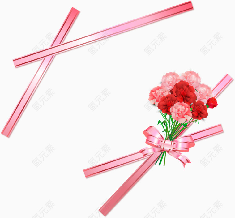 矢量手绘丝带玫瑰花