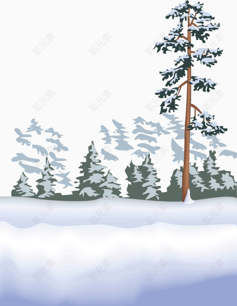 雪景松树