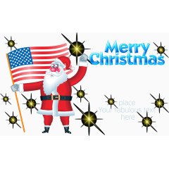 拿着美国国旗的圣诞老人