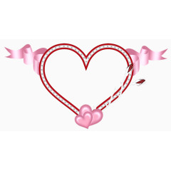 卡通手绘心形丝带边框装饰
