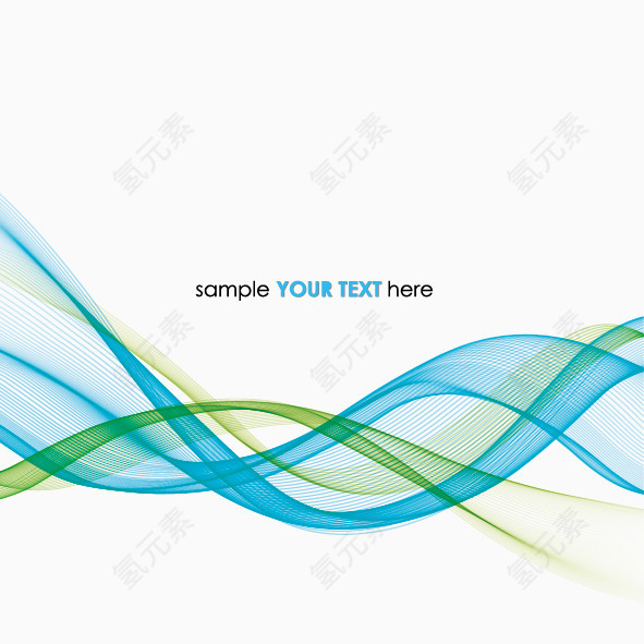 矢量蓝绿色波浪线装饰图案