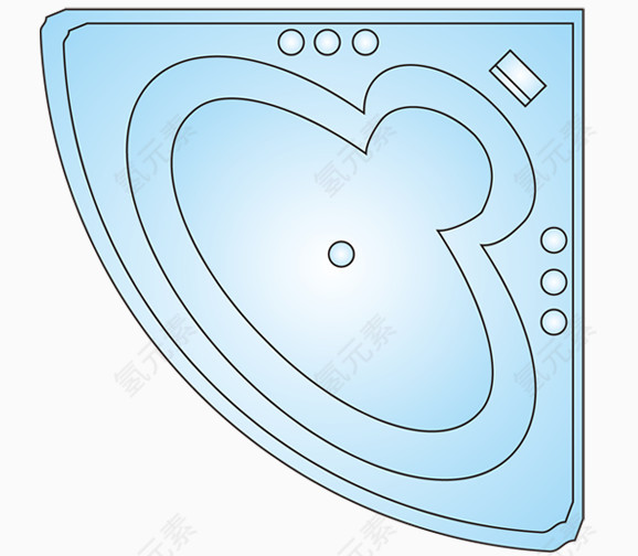 户型图彩平图线描浴缸洗澡盆