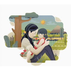 温馨母女矢量素材