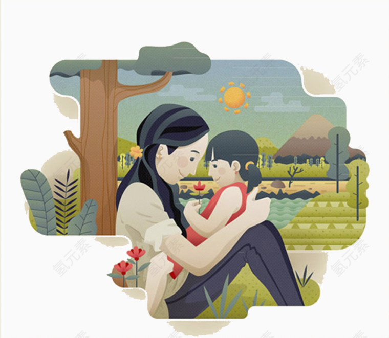 温馨母女矢量素材