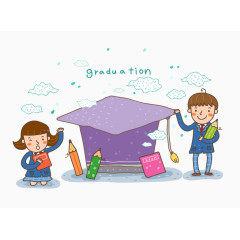 卡通毕业生矢量