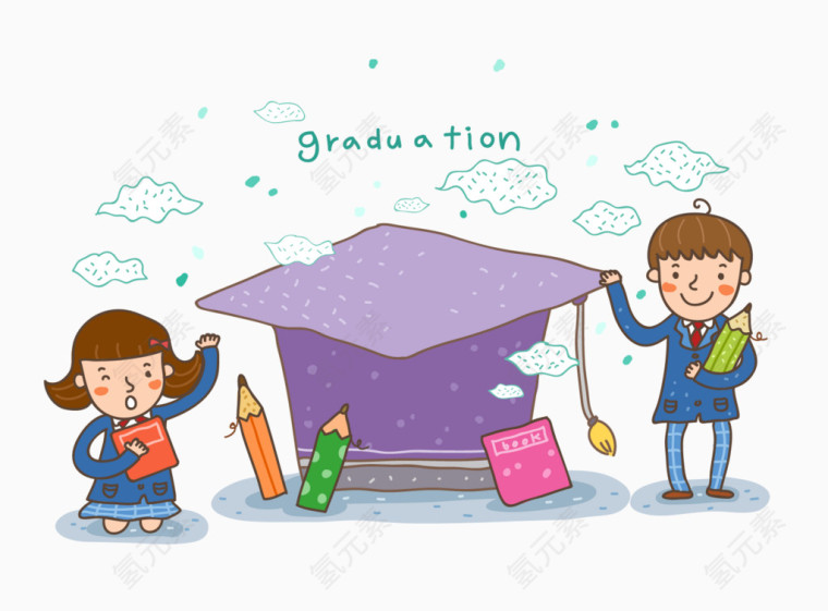 卡通毕业生矢量