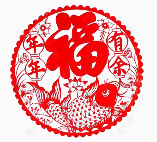 福圆形剪纸