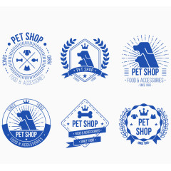 6款水彩宠物店标志矢量