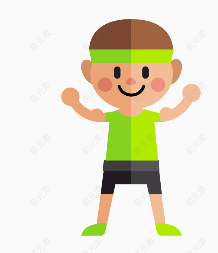 矢量彩色健身卡通小男孩
