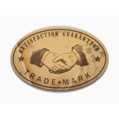 矢量欧式复古做旧标签纸片卡片英文黄色握手