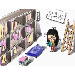 图书馆看书的女孩