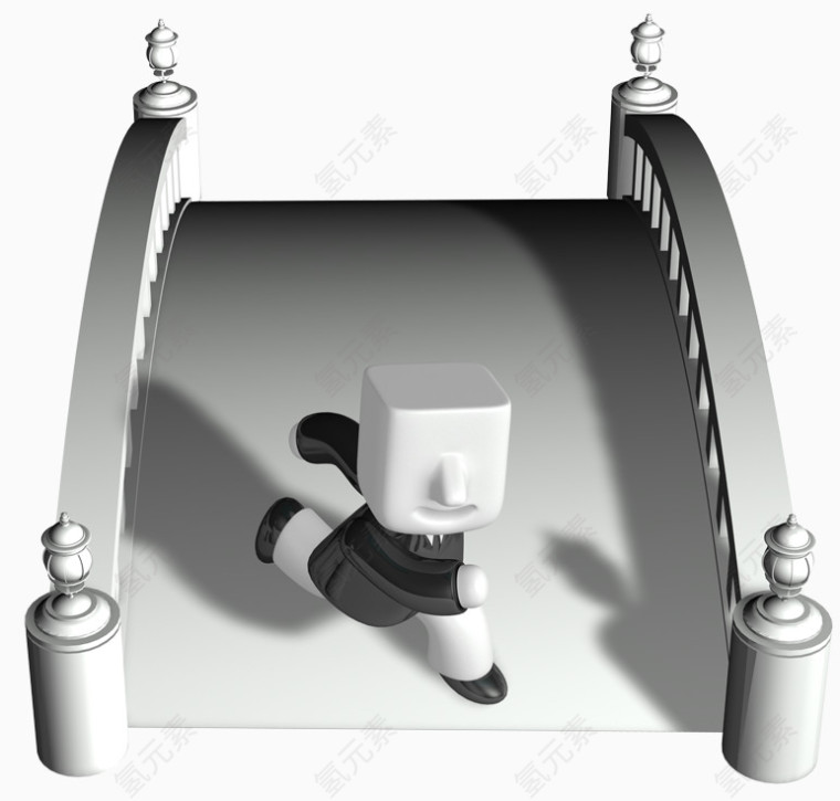 方头小人向前奔跑