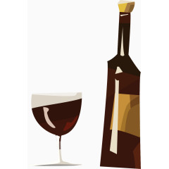 矢量手绘红酒