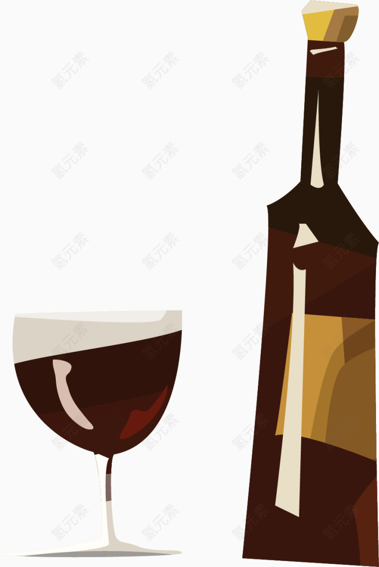 矢量手绘红酒