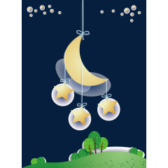 星星挂饰月亮海报元素