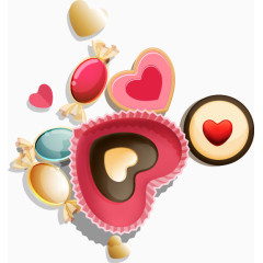 红色心形彩色糖果图案