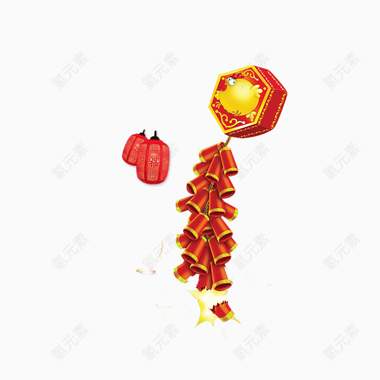 鞭炮和灯笼免抠素材