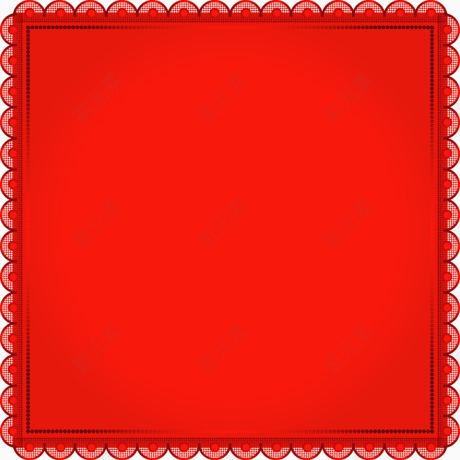 红色正方形花边图案
