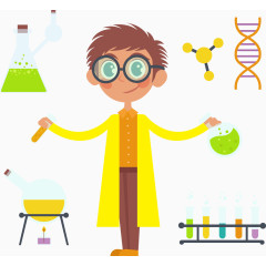 科学家和实验器材矢量图