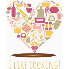 烹饪工具拼图海报