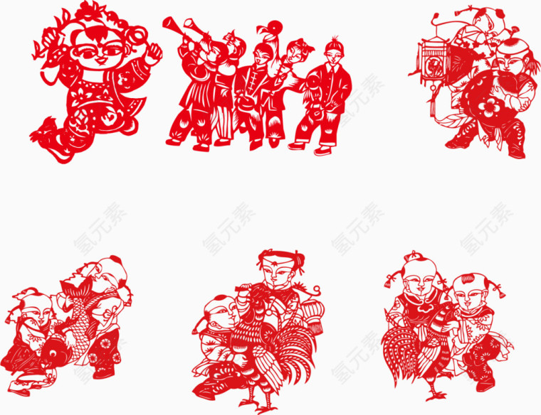 剪纸小人矢量