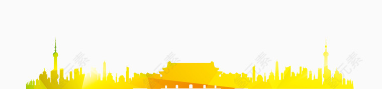 金色天安门高楼剪影