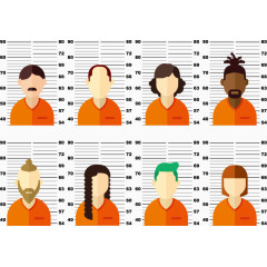 手绘矢量罪犯照片