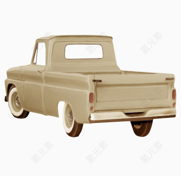 卡通复古怀旧白色货车