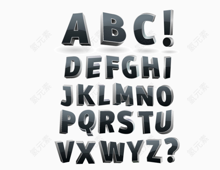 黑色立体字母设计矢量素材