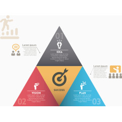 矢量手绘标签三角彩色数字