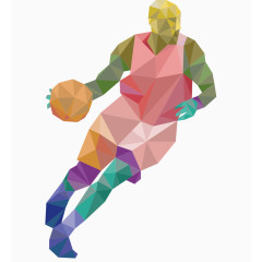 几何篮球运动员运球姿势