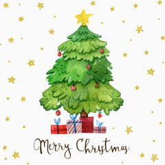 矢量手绘油画风圣诞树