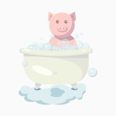 矢量小猪洗澡