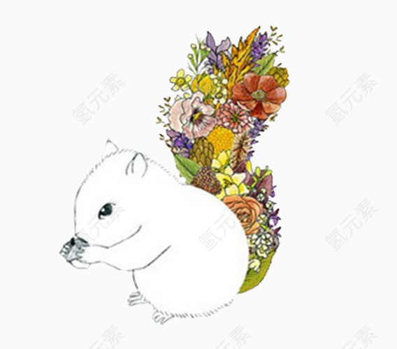 尾巴长满花的松鼠