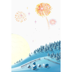 圣诞素材烟花雪地