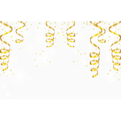 手绘金色元旦丝带装饰