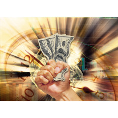 变形的钱币手势发光