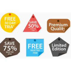 简约彩色几何促销标签矢量图