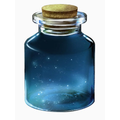 蓝色清新星空玻璃瓶装饰图案