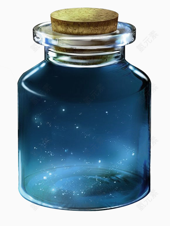 蓝色清新星空玻璃瓶装饰图案