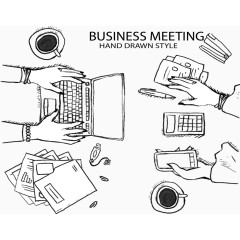 手绘二人商务会议