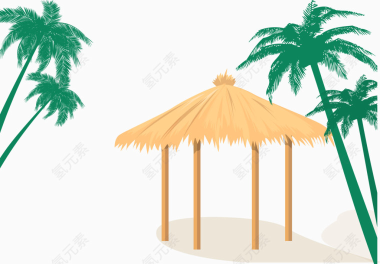 清新海边小屋矢量图