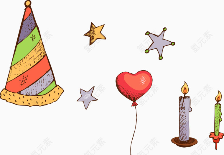 手绘生日装饰元素