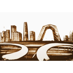 都市高架桥沙画