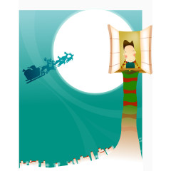 卡通矢量打开窗户的男孩