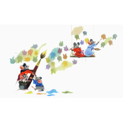 老鼠家族画笔装饰