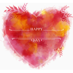 矢量墨迹爱心花草