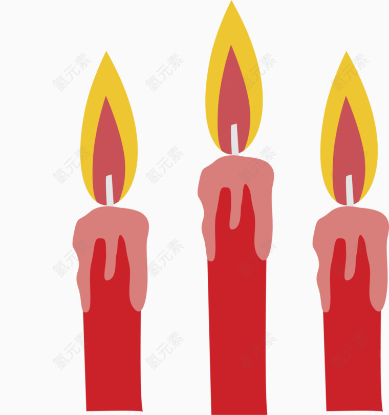 矢量手绘燃烧的蜡烛