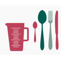 矢量水杯勺子刀叉素材