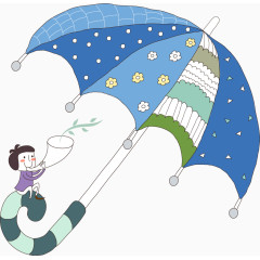 矢量打伞的小孩